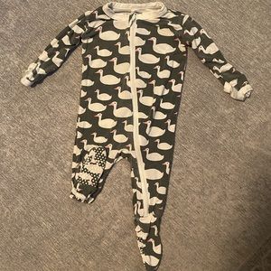 KicKee Pants footie pajamas, swans, 3-6 mos